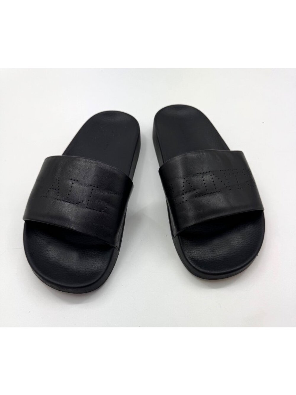 All Saints Black Leather Slide Sandals Size 10 / 40 Slip-On Casual Footwear